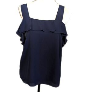 Banana Republic navy blue ruffle sleeveless tank top, layered polyester S
